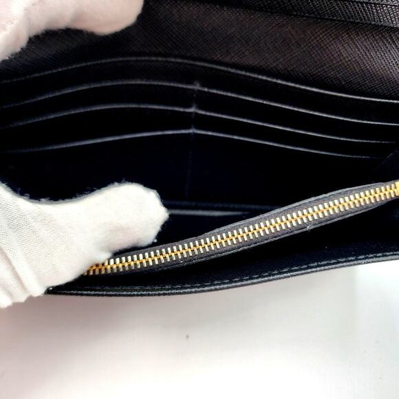 PRADA Saffiano Bow Continental Wallet Black 100% Authentic - Picture 14 of 16
